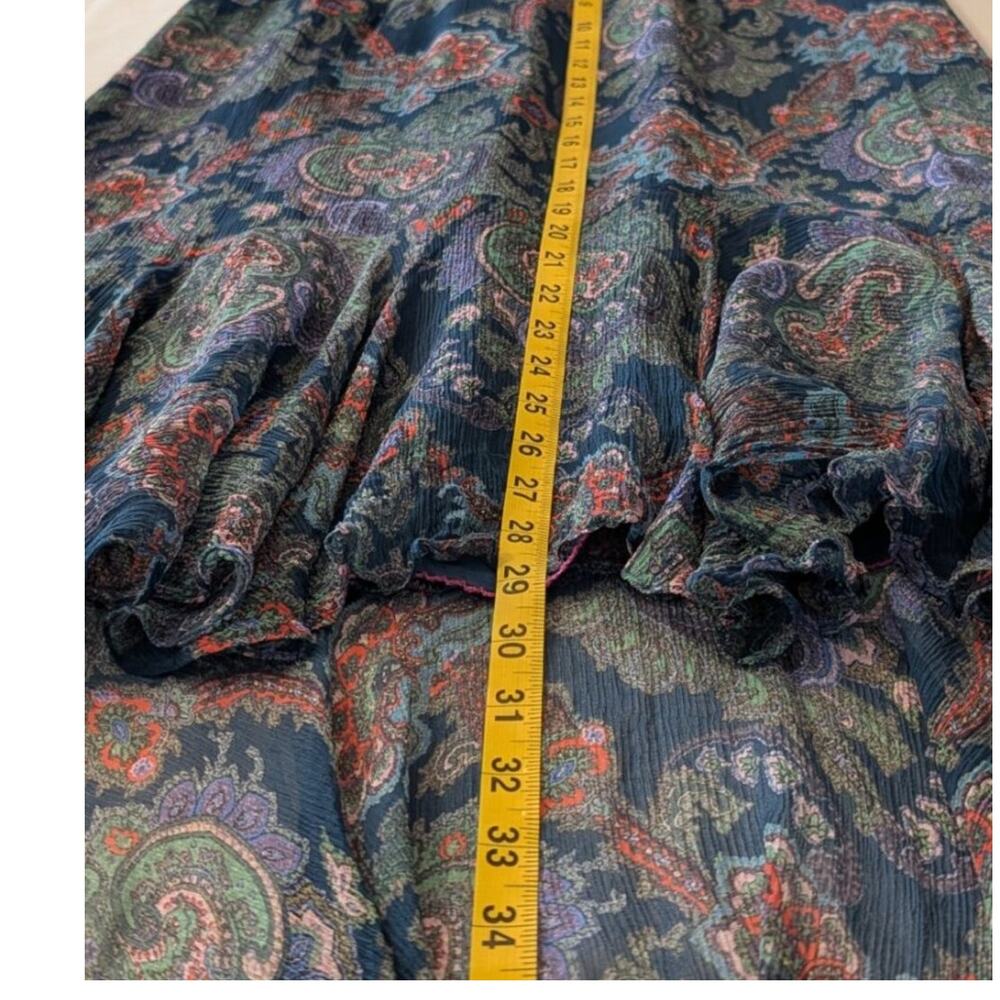 Anthropologie Vanessa Virginia 100% Silk Paisley High Low Ruffle Skirt 4 - Picture 7 of 8